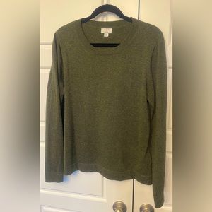 JCrew Factory Wool Blend Teddie Sweater XL Deep Olive Green
